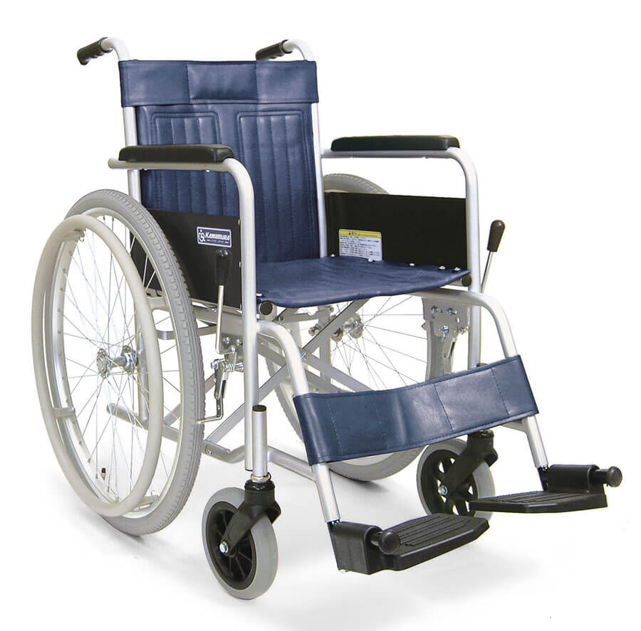 非課税】スチール製自走用車椅子 KR801Nエアタイヤ 座幅42cm 病院 