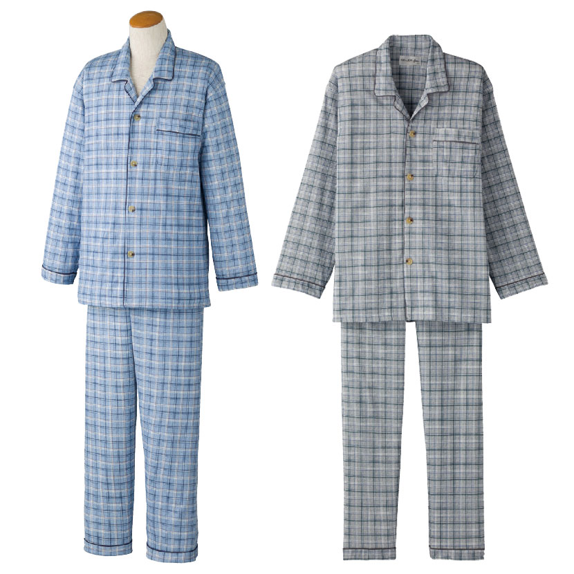 紳士ワンタッチパジャマ 通年介護パジャマ S～LLサイズ2枚セット 89294