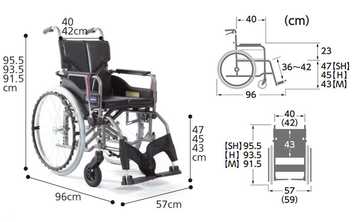 非課税】カワムラサイクル自走用車椅子 モダン標準Ａタイプ背折れ KMD